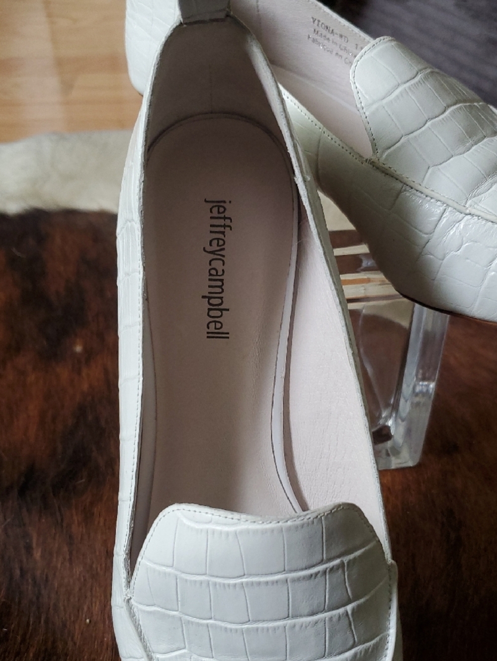 Jeffrey Campbell White Croc-Embossed Pointed Loafers - Picture 2 of 5